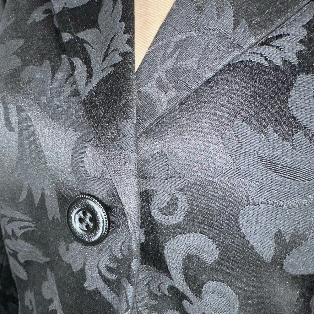 Coldwater Creek Black On Black‎ Jacquard Blazer Sz 8 Jacket Floral Chic Office